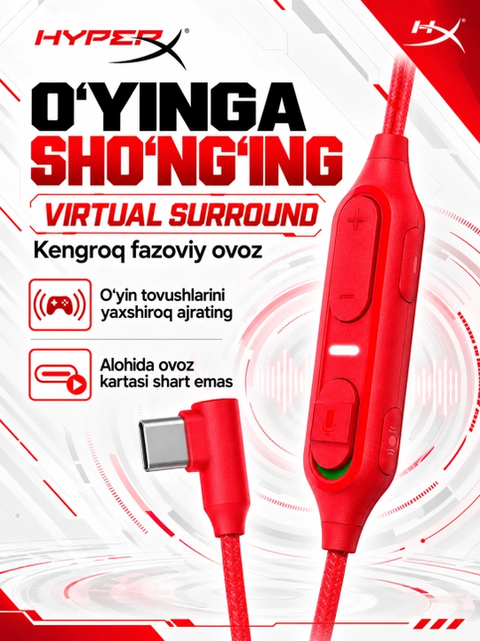 Mikrofonli o‘yin quloqchinlari HyperX Cloud Earbuds III S, kompyuter va konsollar uchun