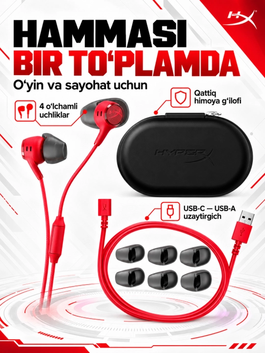 Mikrofonli o‘yin quloqchinlari HyperX Cloud Earbuds III S, kompyuter va konsollar uchun