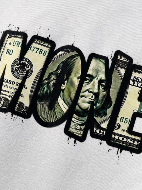 Мужской свитшот с принтом MONEY, 100% хлопок, черный и белый