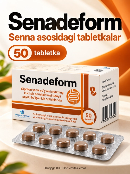 Senadeform, senna asosidagi tabletkalar, 50 dona, BFQ - 