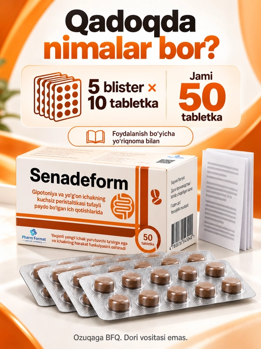 Senadeform, senna asosidagi tabletkalar, 50 dona, BFQ