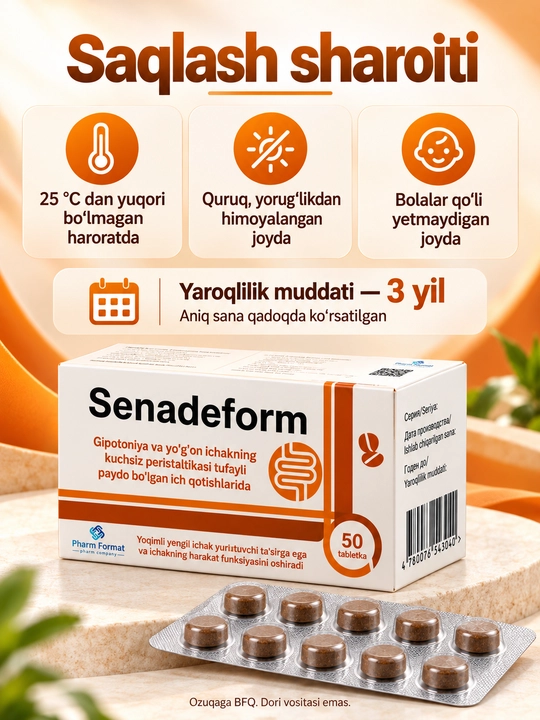 Senadeform, senna asosidagi tabletkalar, 50 dona, BFQ