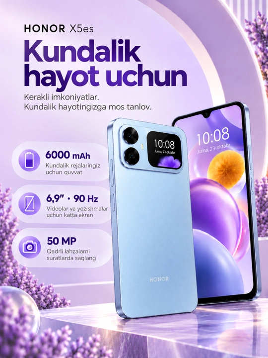 Smartfon HONOR X5es, 4+4/64-128 GB - 