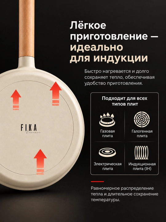 NEOFLAM FIKA Quyma alyuminiy tovalar to‘plami 24–26 sm, induksion taglik, keramika qoplama