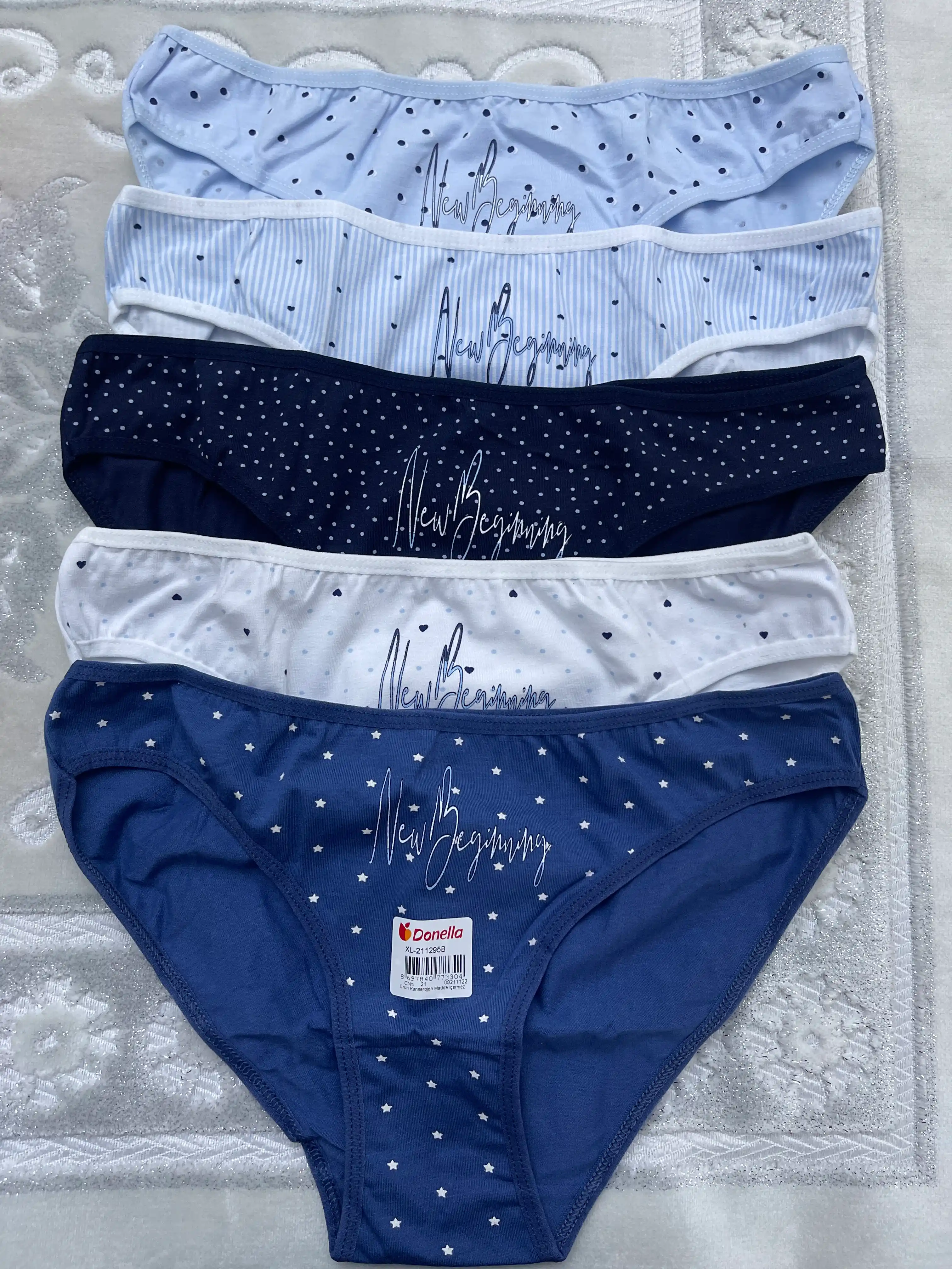 Женские трусы Donella, набор 5 шт., хлопковые слипы, нижнее бельё, Турция, 95% хлопок