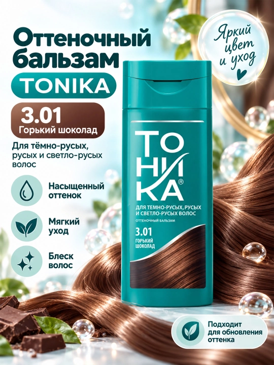 Rangli balzam Tonika, ton 3.01 Achchiq shokolad, 150 ml - 