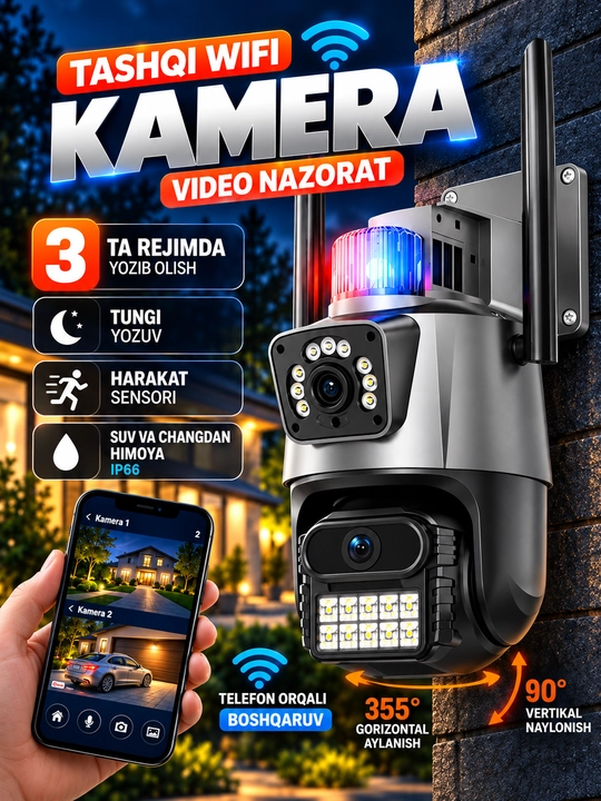 Умная WiFi камера уличная камера видеонаблюдения Full HD с функциями поворота и наклонаPTZ