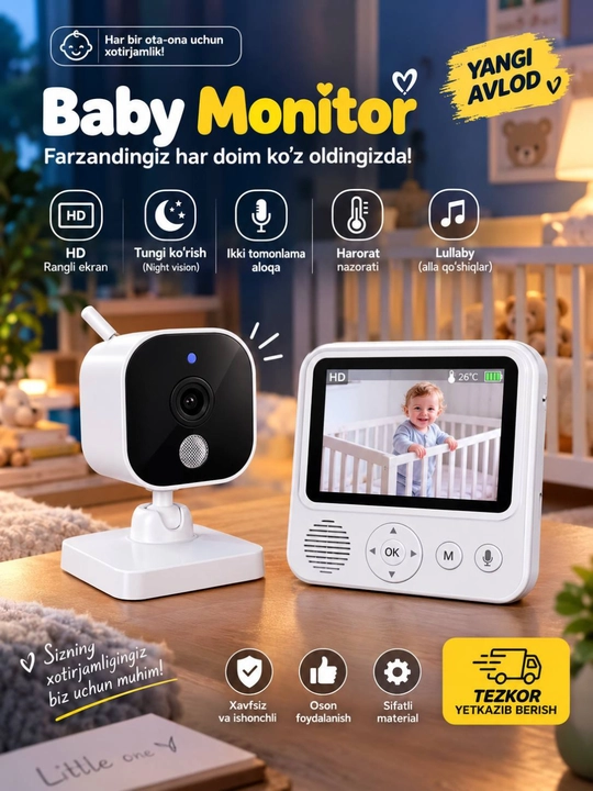 Video enaga Baby Monitor bolalarni kuzatish kamera ekranli videomonitor chaqaloqlar uchun