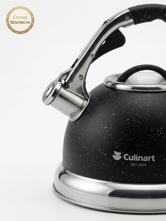 Gaz va induksion plita uchun zanglamaydigan po‘latdan yasalgan hushtakli Culinart 3 litrl