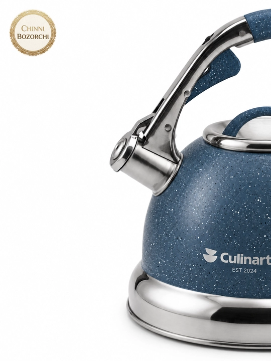 Gaz va induksion plita uchun zanglamaydigan po‘latdan yasalgan hushtakli Culinart 3 litrl