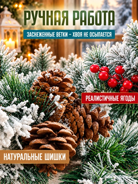 Archa girlyanda 270 sm, yashil xvoynaya shoxlar, yangi yil uchun dekorativ bezak
