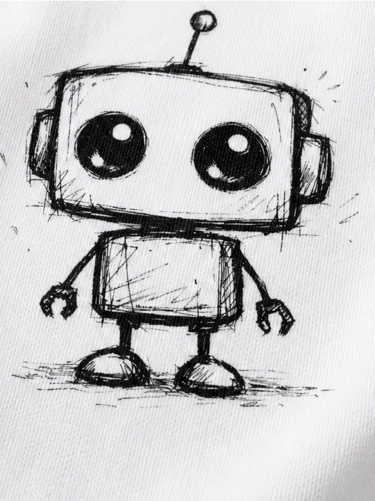 Ayollar uchun robot rasmi tushirilgan 100% paxta svitshot