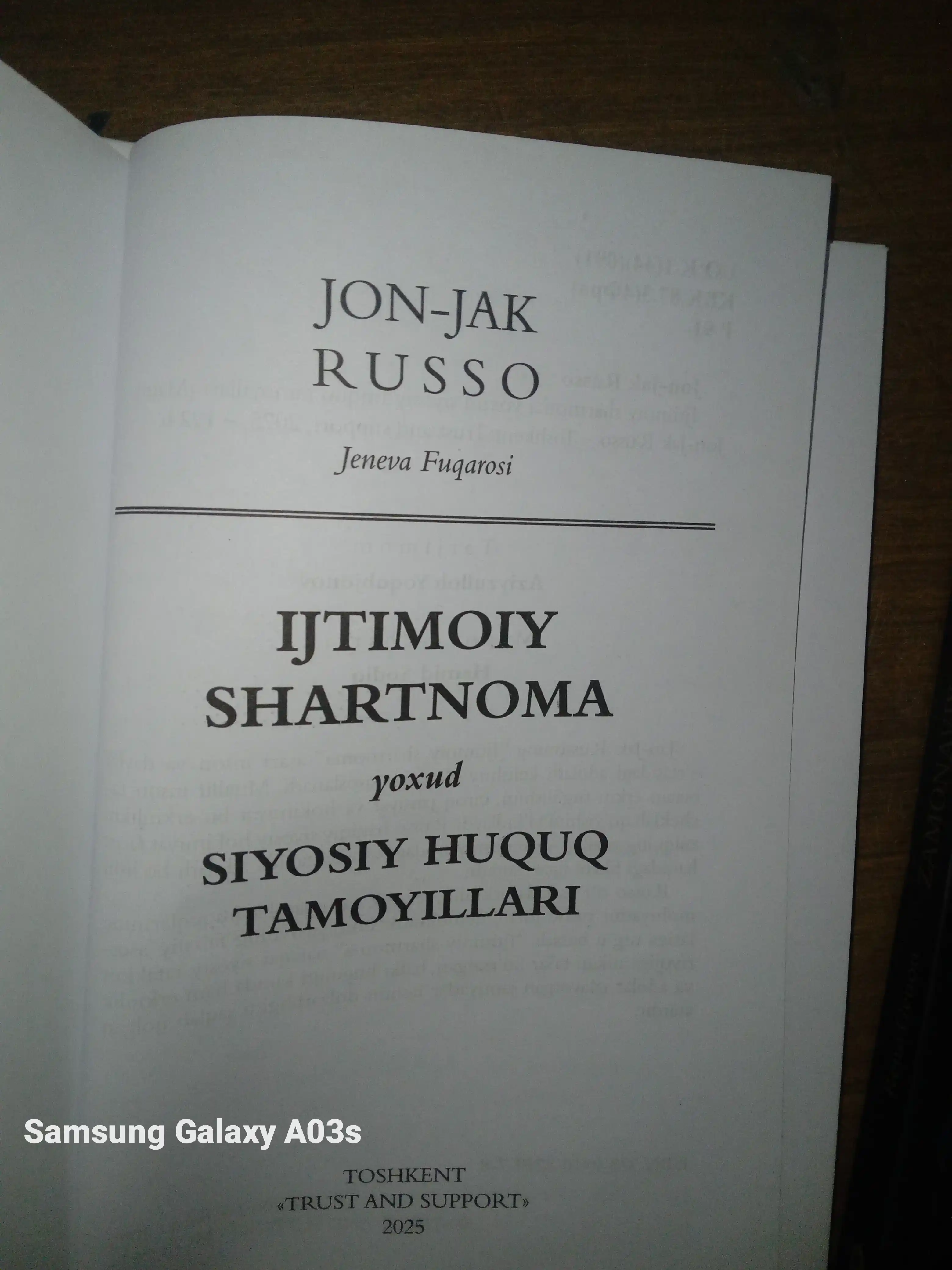 “Ijtimoiy shartnoma” — xalq irodasi va haqiqiy erkinlik mohiyatini yoritgan asar