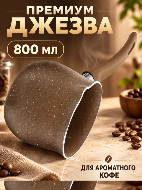 Турка джезва для варки кофе из нержавеющей стали с крышкой и длинной ручкой
