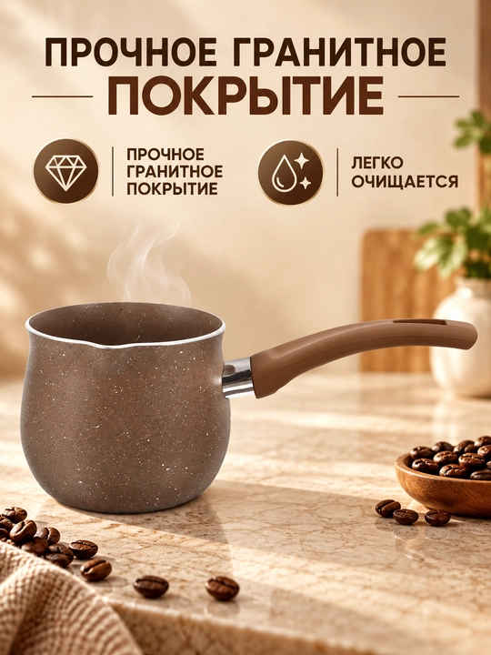 Турка джезва для варки кофе из нержавеющей стали с крышкой и длинной ручкой