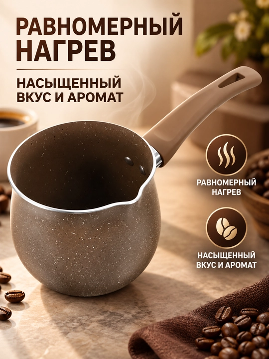 Турка джезва для варки кофе из нержавеющей стали с крышкой и длинной ручкой