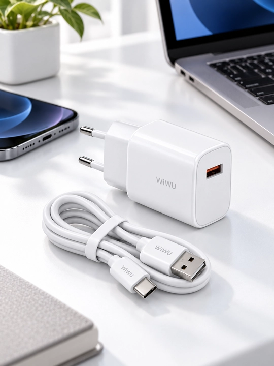 Зарядное устройство 18 вт GaN для телефона WiWU Wi-G006, EU, с кабелем