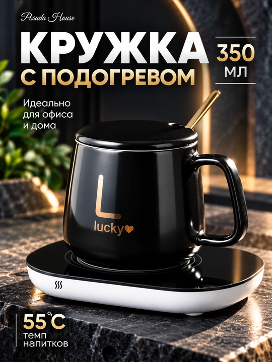 Керамическая кружка с подогревом, стаканы (чашки) — подарочный набор, 350 мл - 