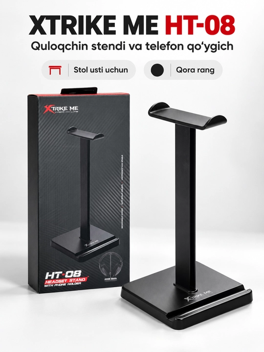 Kompyuter va telefon quloqchinlari uchun tutqich-taglik XTRIKE ME HT-08 telefon qo‘ygichli - 