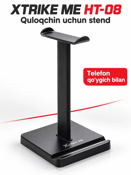 Kompyuter va telefon quloqchinlari uchun tutqich-taglik XTRIKE ME HT-08 telefon qo‘ygichli