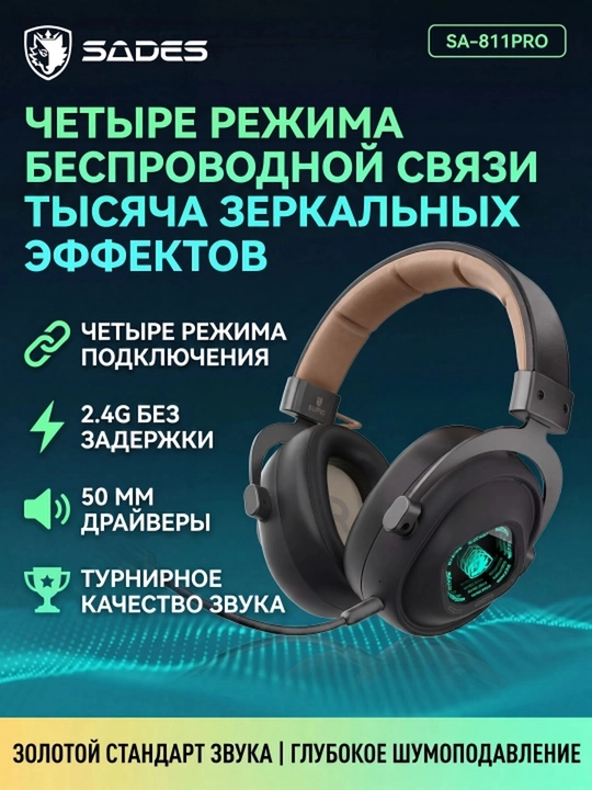 Беспроводные игровые наушники с микрофоном - 