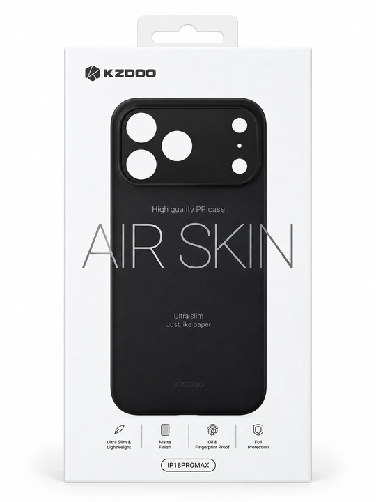 IPhone 18/ 17/ 16/ 15/ 14/ 13 Pro Max, Pro, Air uchun Air Skin yupqa g‘ilof KZDOO - 0.3 mm