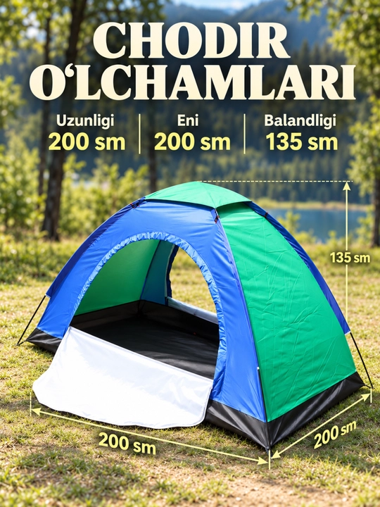 Turistik palatka, old soyabonli lager chodiri, 240×240×157 / 210×210×146 sm