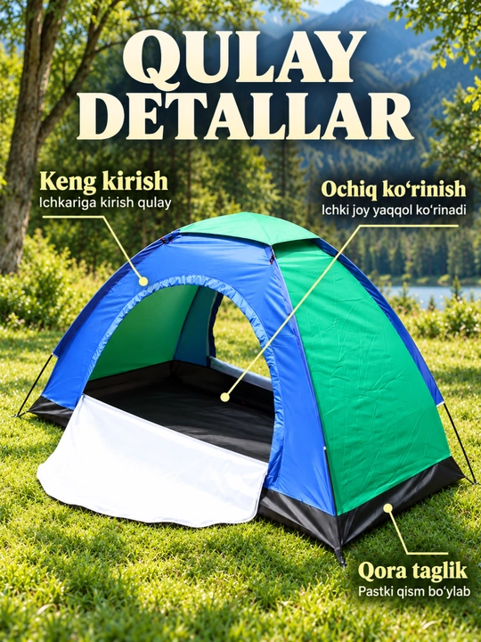 Turistik palatka, old soyabonli lager chodiri, 240×240×157 / 210×210×146 sm