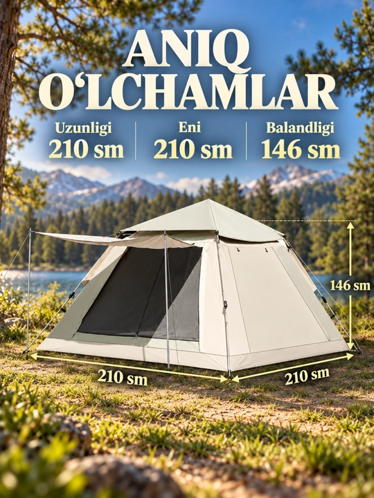 Turistik palatka, old soyabonli lager chodiri, 240×240×157 / 210×210×146 sm