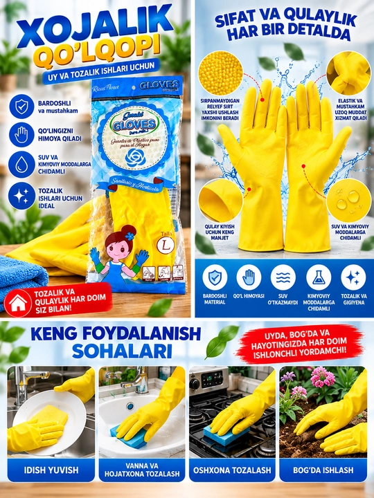 Xo‘jalik qo‘lqoplari, o‘lchami L