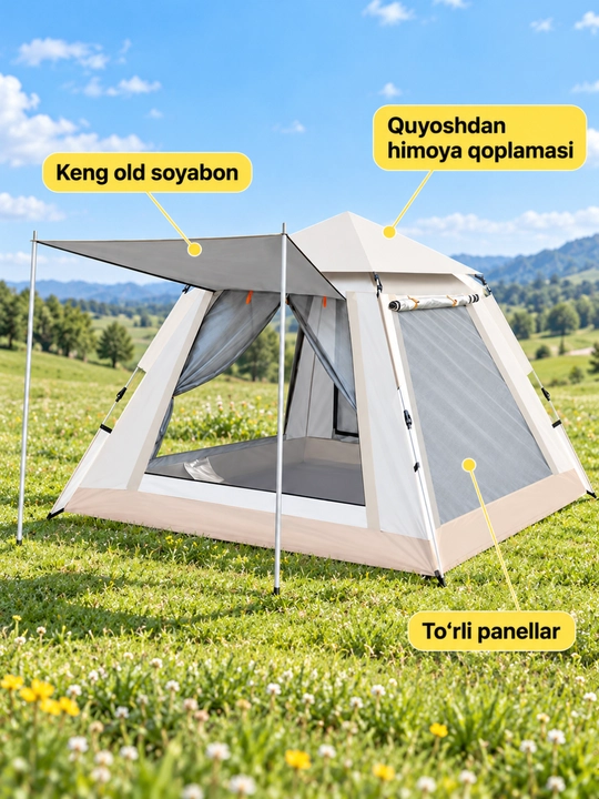 Turistik palatka, old soyabonli lager chodiri, 240×240×157 / 210×210×146 sm