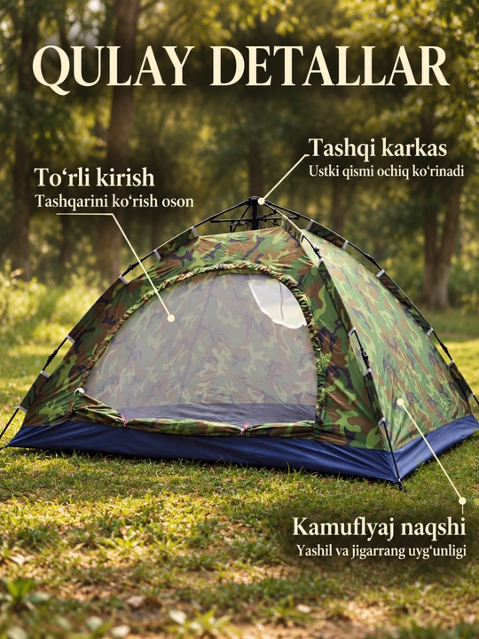 Turistik palatka, old soyabonli lager chodiri, 240×240×157 / 210×210×146 sm