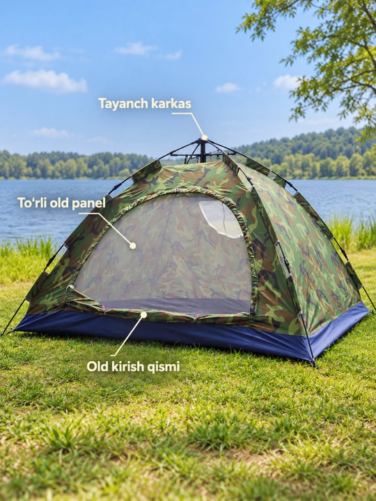 Turistik palatka, old soyabonli lager chodiri, 240×240×157 / 210×210×146 sm
