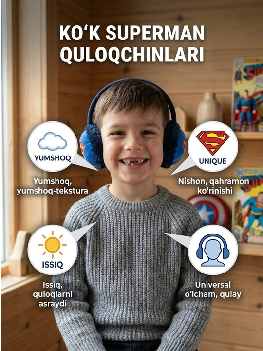 Bolalar mo‘ynali quloqchinlari, o‘g‘il bolalar uchun issiq qishki quloqchinlar - 