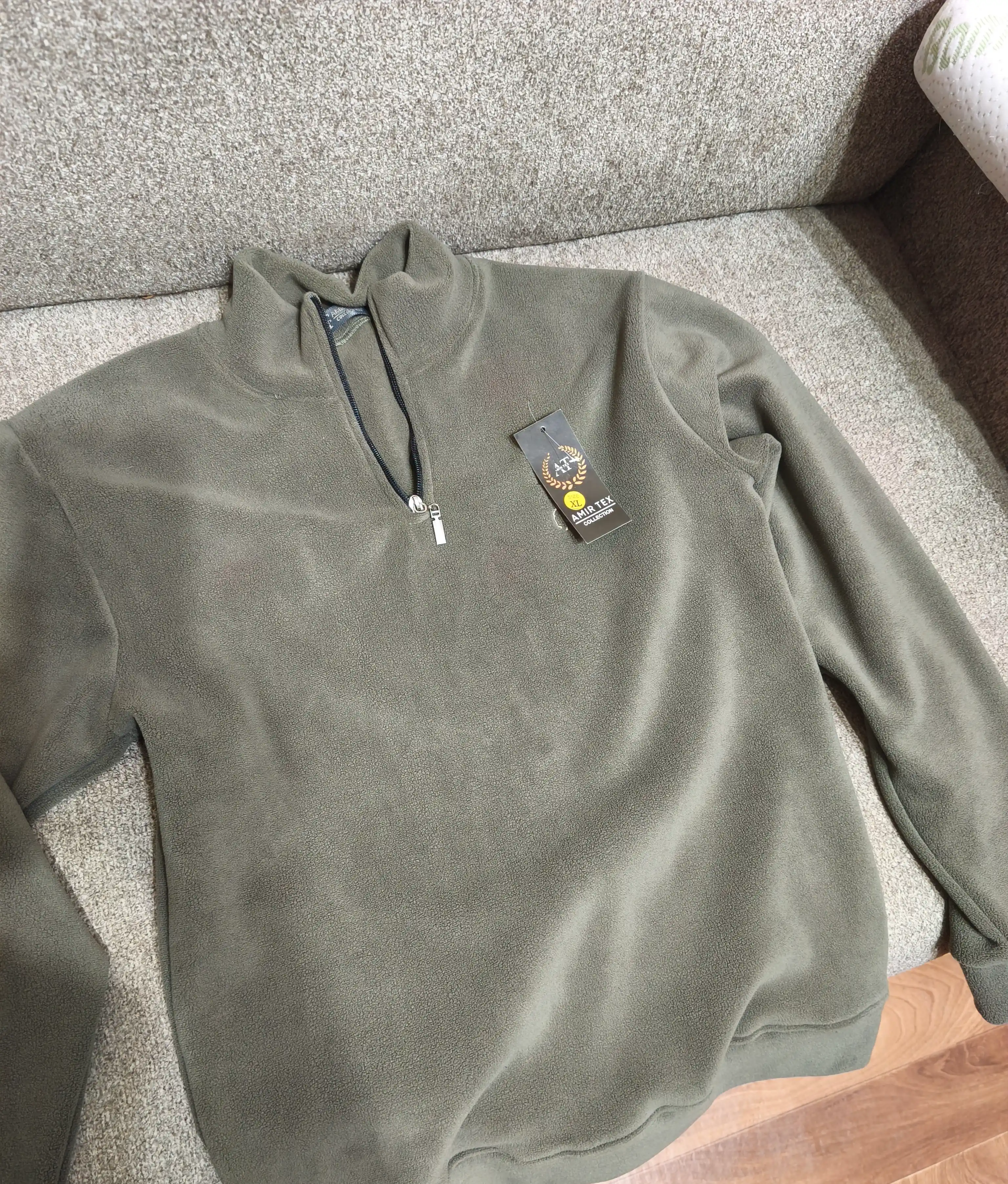 Erkaklar uchun yarim zamokli fleece sviter polzamok, issiq va yumshoq sportivka
