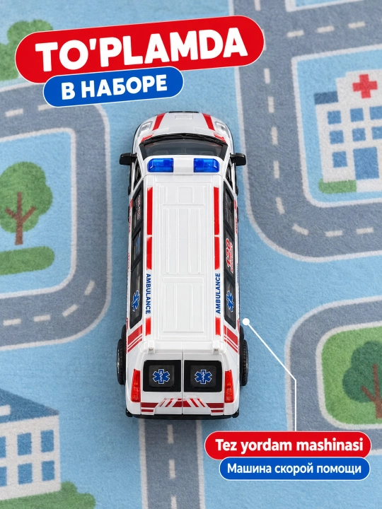 Tez yordam temir mashina — bolalar uchun o'yinchoq mashina, 3+ yosh