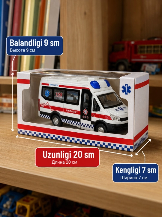 Tez yordam temir mashina — bolalar uchun o'yinchoq mashina, 3+ yosh