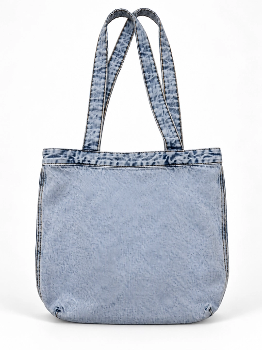 Denim shopper sumka, yelkaga taqiladigan jinsi sumka, kundalik va o‘qish uchun F17 JEANS