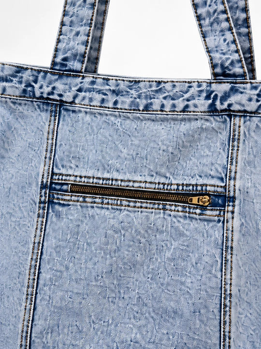 Denim shopper sumka, yelkaga taqiladigan jinsi sumka, kundalik va o‘qish uchun F17 JEANS