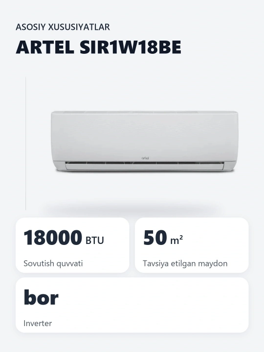 Artel кондиционер Shahrisabz-S Inverter SIR1W18BE, для дома