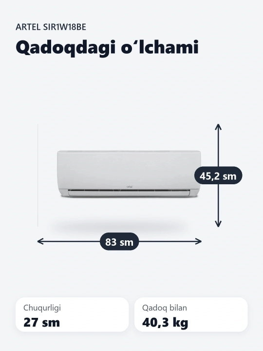 Artel кондиционер Shahrisabz-S Inverter SIR1W18BE, для дома