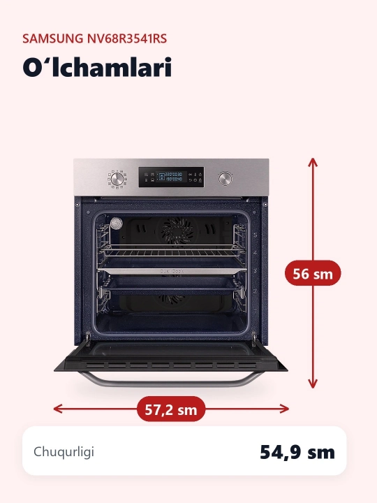 Samsung духовой шкаф NV68R3541RS, для дома