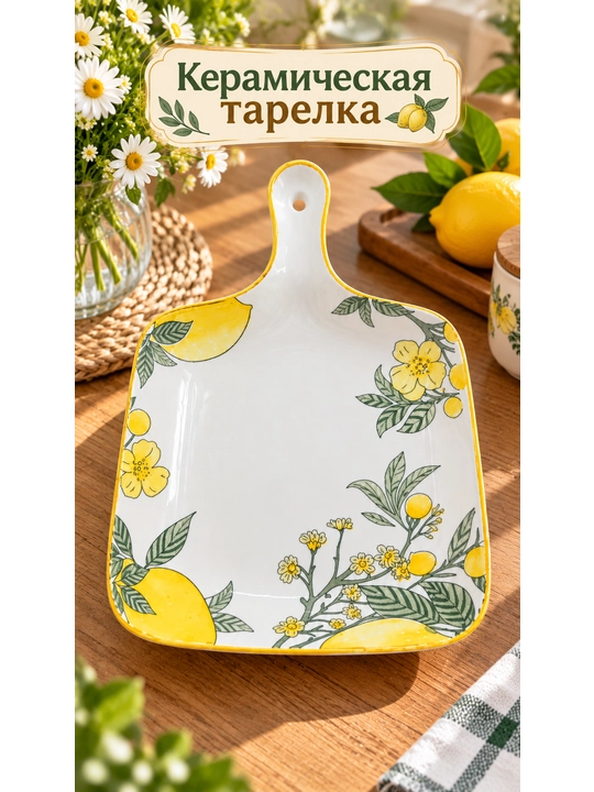 Керамическая тарелка с лимонами - 