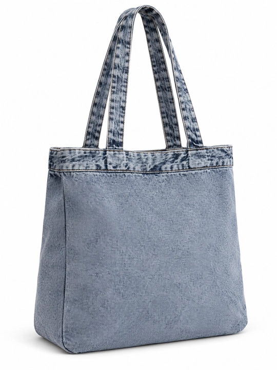 Denim shopper sumka, yelkaga taqiladigan jinsi sumka, kundalik va o‘qish uchun F17 JEANS