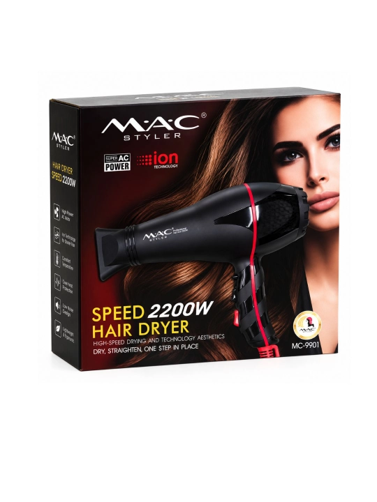 Professional fen soch quritgich MAC, quritish va turmaklash uchun, 2600W