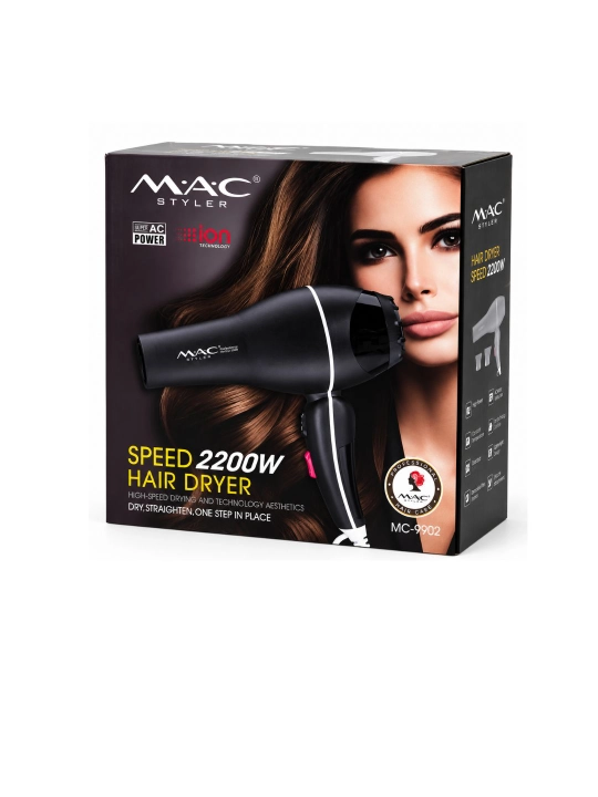 Professional fen soch quritgich MAC, quritish va turmaklash uchun, 2600W