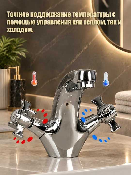Двойной открытый кран, удобный для промывки и различения горячей и холодной воды