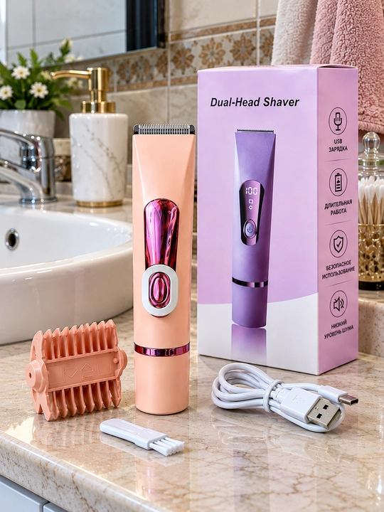 Ayollar elektr trimmeri Model 0236, 2 in 1, yuz, oyoq, qo‘ltiq va bikini uchun