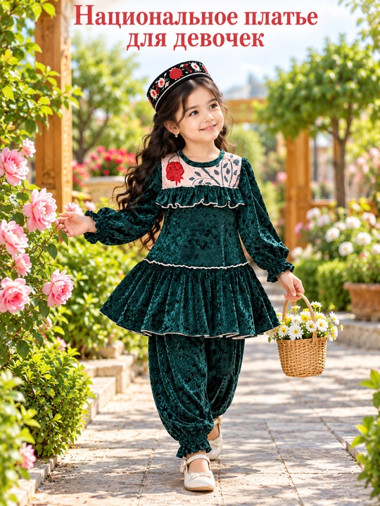 Dvoyka  Qizlar  velur ko‘ylak va shim uy kiyimi uychi kiyim villup kiyim qizaloqlar kiyim