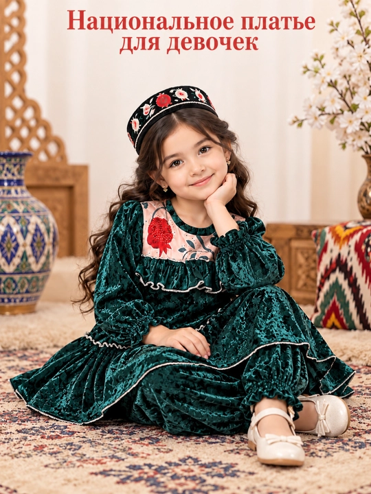 Dvoyka  Qizlar  velur ko‘ylak va shim uy kiyimi uychi kiyim villup kiyim qizaloqlar kiyim